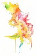 rainbow colors with fire coming tattoo design idea