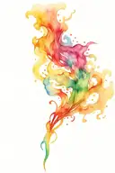 rainbow colors with fire coming tattoo design idea