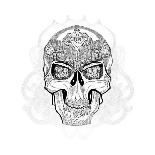 Garter band, lace with skulls tattoo design idea