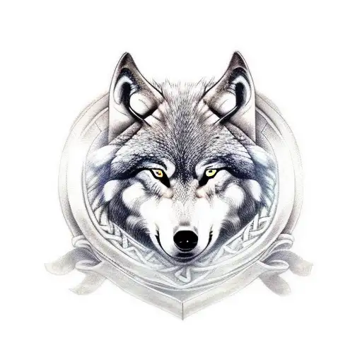viking girl wolf tattoo design idea