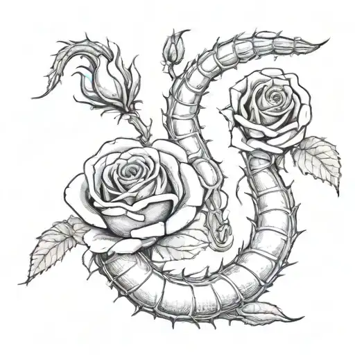 rose worm coming tattoo design idea