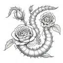 rose worm coming tattoo design idea