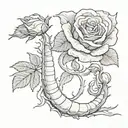 rose worm coming tattoo design idea