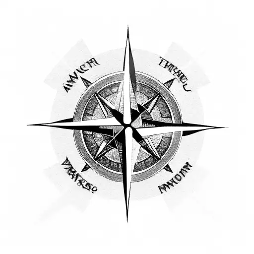 A compass rose with a barbell in the center, symbolizing the client's love for travel and fitness tattoo design idea