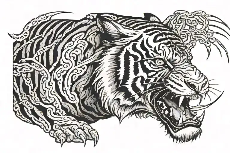 japanese tiger roaring tattoo design idea