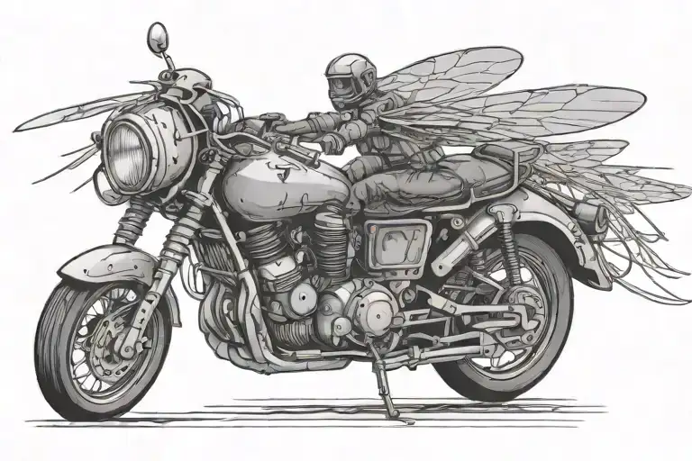 mosquito riding motorcycle tattoo design idea