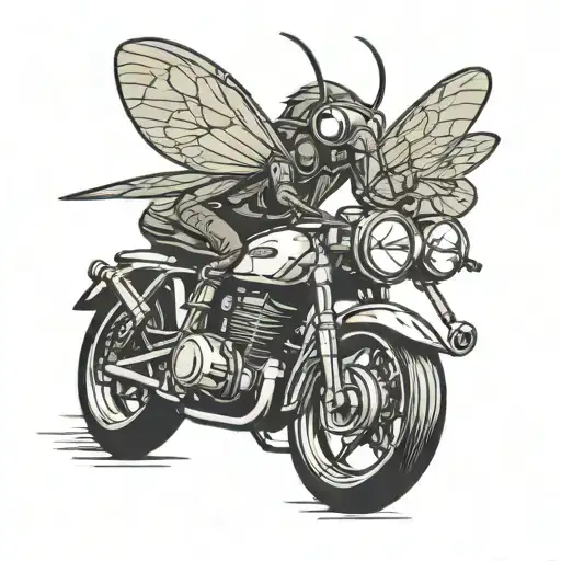 mosquito riding motorcycle tattoo design idea