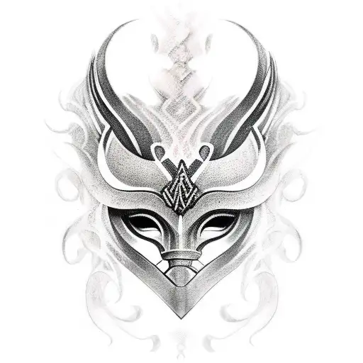 Norse, female, Mask  tattoo design idea