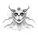 Lust represented By a demon woman tattoo design idea