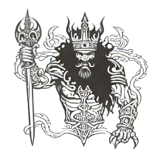 BLACK KING IN HELL tattoo design idea
