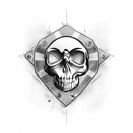 Military tank with a skull face on the front tattoo design idea