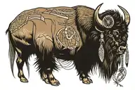 bison in profile with dreamcatcher tattoo design idea