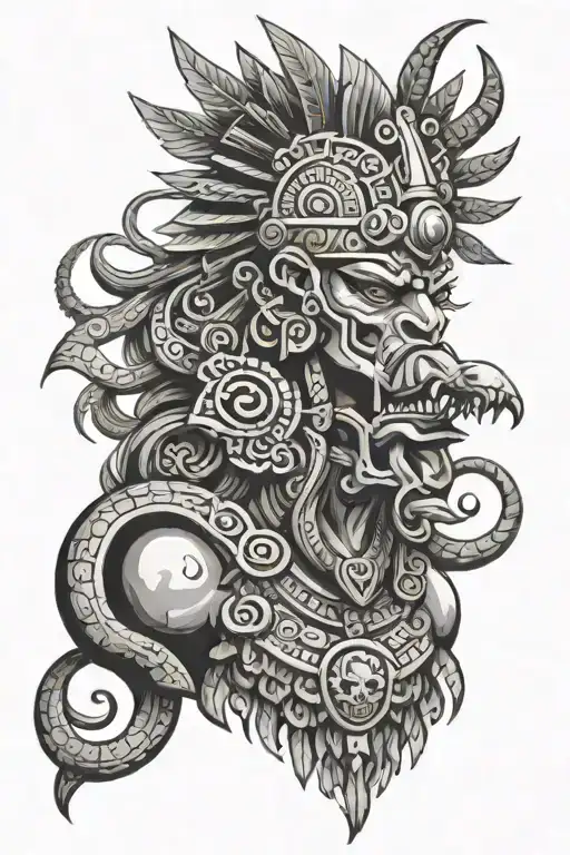 Aztec sacrifice demon ritual tattoo design idea