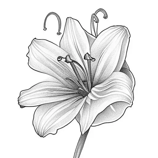 1 lily of The Valley, 1 daffodil, 1 rose, 1 cosmos, and 1 chrysanthemum flower wrapped in string  tattoo design idea