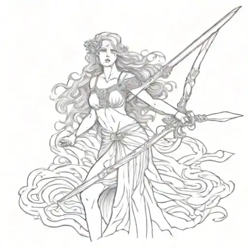 aphrodite carrying a sword tattoo design idea