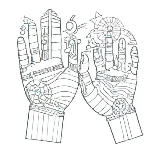symbols with stripes on the hand tattoo design idea