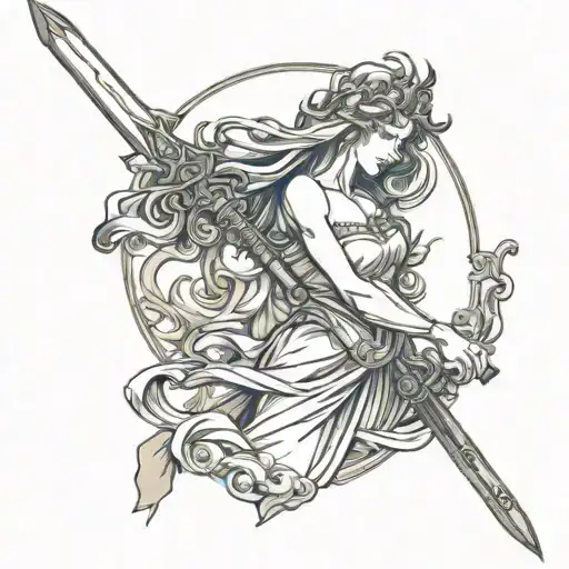 aphrodite carrying a sword tattoo design idea