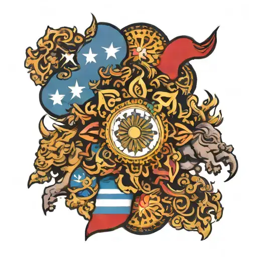 Combine elements from the flags of Thailand, Laos, and Argentina into a unique and colorful tattoo design tattoo design idea