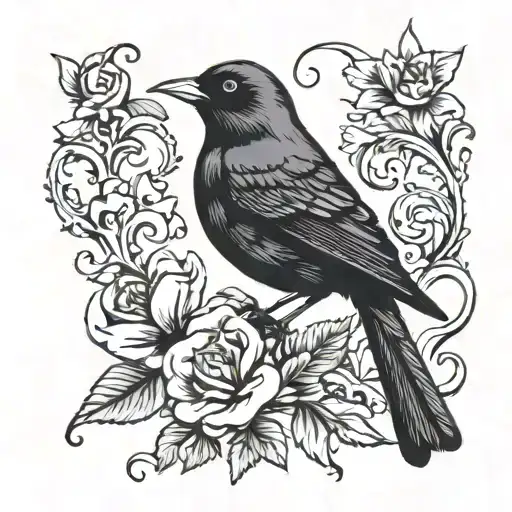a blackbird singing tattoo design idea