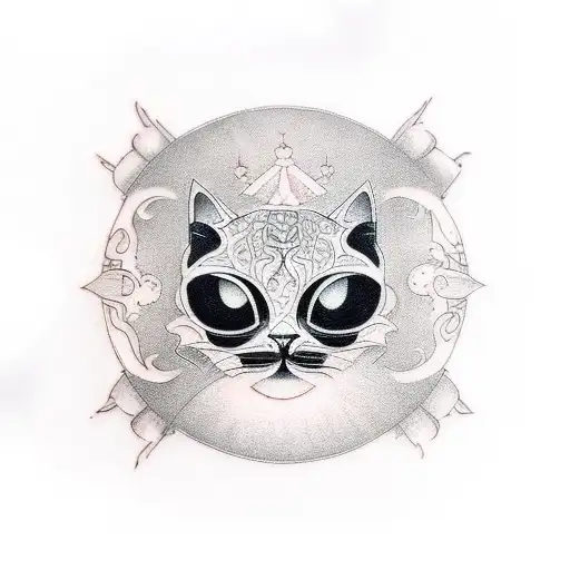 cool hip tattoo inspired by black cats and october moon phase tattoo design idea