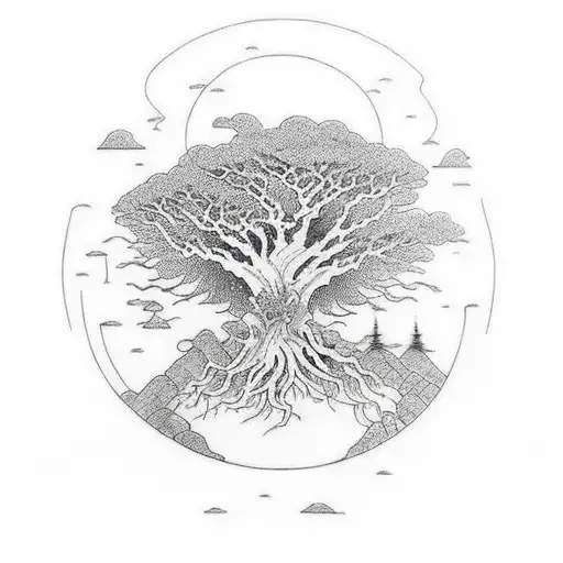 The World Tree in Northern Mythology tattoo design idea