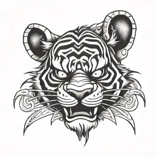 Tigger Oni mask tattoo design idea