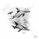 Miami dolphins and flowers tattoo design idea