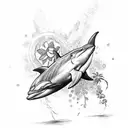 Miami dolphins and flowers tattoo design idea