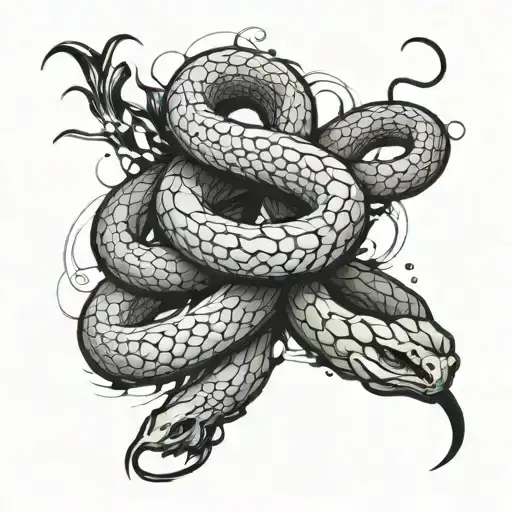 ink spill into snake coiled around forearm with ink spill on fingerd tattoo design idea