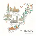 A colorful mosaic of Italy's iconic landmarks intertwined with the symbols of neurodiversity, celebrating diversity and culture tattoo design idea