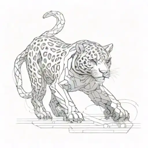 mechanical jaguar tattoo design idea