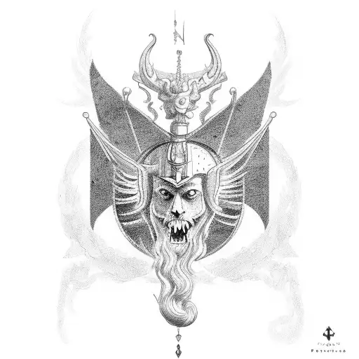 Perseus ontop and behind the trinacria (symbol on the Sicilian flag) tattoo design idea