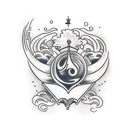 Design me a large tattoo to go on the side of the leg in a neo traditional style with a message in a bottle as the main  tattoo design idea