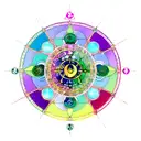 Craft a celestial mandala that centralizes around the three zodiac symbols. Pisces, virgo, and sagatarius tattoo design idea
