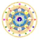 Craft a celestial mandala that centralizes around the three zodiac symbols. Pisces, virgo, and sagatarius tattoo design idea