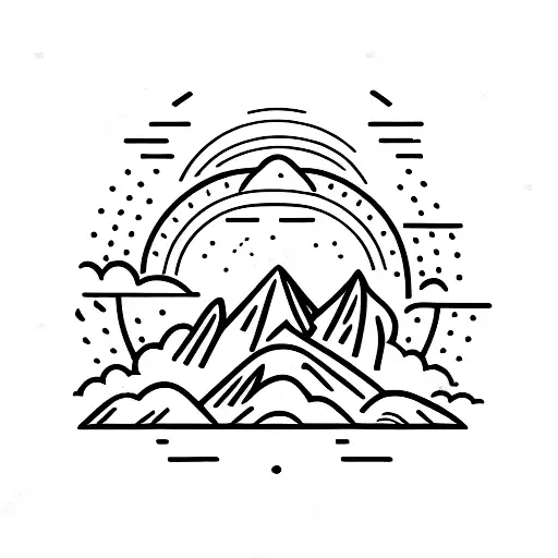 mount Teide and a surf board tattoo design idea