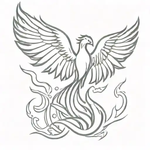 phoenix rising from fire flames tattoo design idea