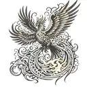 phoenix rising from fire flames tattoo design idea