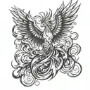 phoenix rising from fire flames tattoo design idea