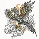phoenix rising from fire flames tattoo design idea