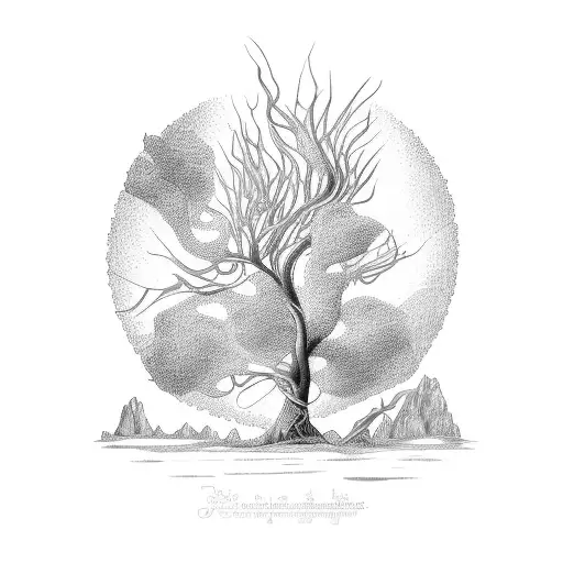 catalpa tree tattoo design idea