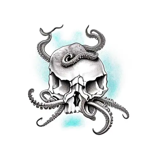 skull and octapus for Hand Tattoo tattoo design idea