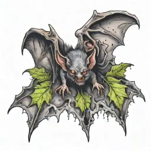 zombie bat tattoo design idea