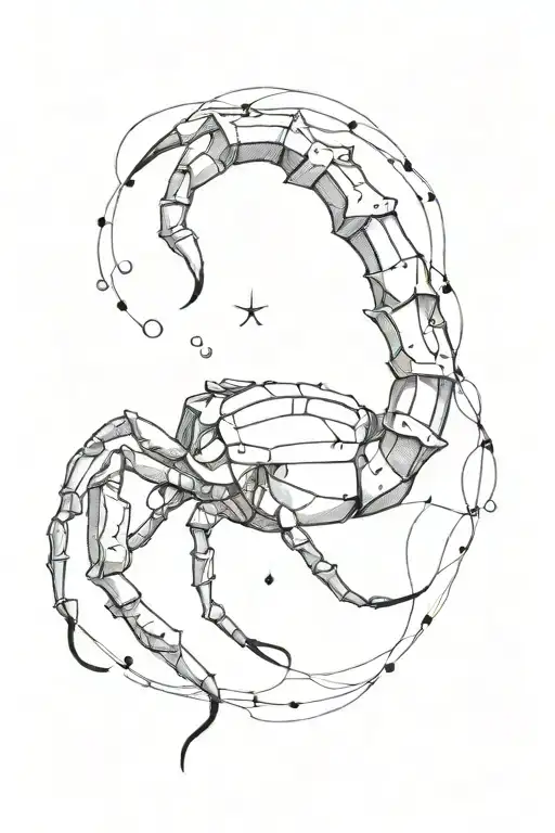 scorpio zodiac sign, capricorn trash polka tattoo design idea