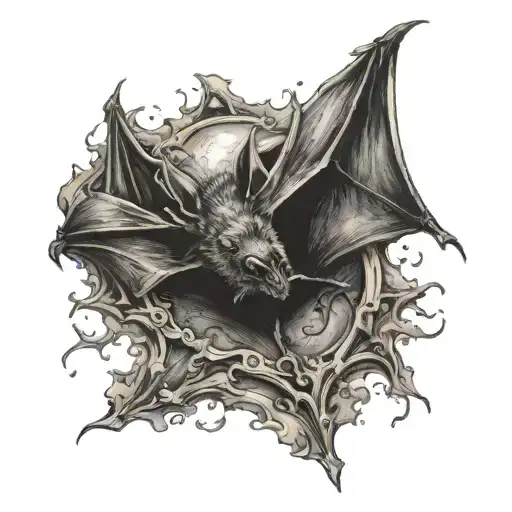bat death tattoo design idea
