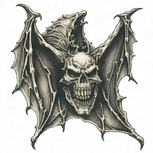 skeleton bat tattoo design idea