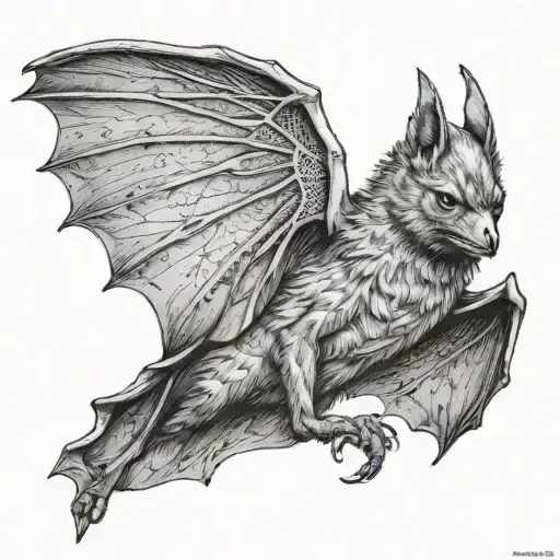 Indian bat tattoo design idea