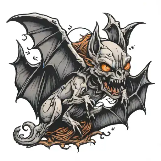 bat corpse tattoo design idea