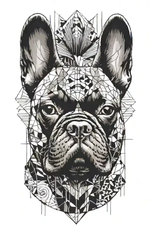 french bulldog, trash polka style tattoo tattoo design idea