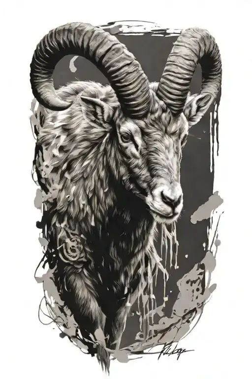 ibex, trash polka style tattoo Ignorant style tattoo tattoo design idea